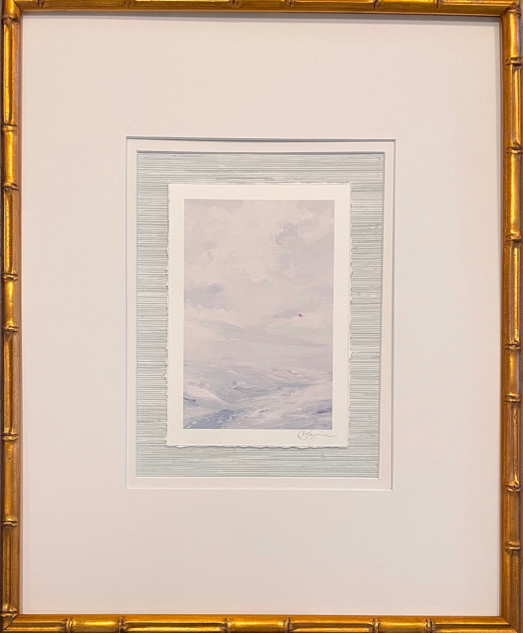 Framed Print with Grasscloth - Blue Lagoon
